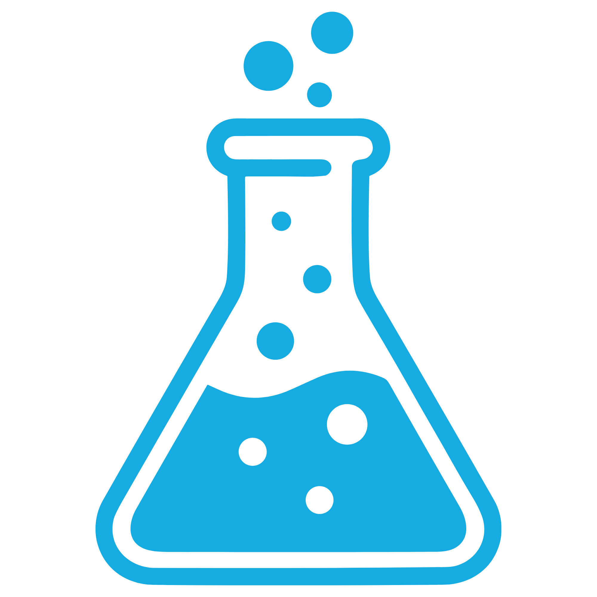 beaker with formula in blue